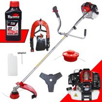 Máquina de Cortar Grama Á Gasolina Toyama RT52-L 2T 52cc 2HP Roçadeira Profissional de Alta Performance Com Faca 3 Pontas e Carretel Nylon + ÓLEO 2 TEMPOS 500ML