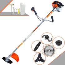 Máquina de Cortar Grama À Gasolina Vulcan VR430-S 2T 43cc 1,7HP Roçadeira Profissional Ideal Para Todos os Tipos de Trabalhos Com Lâminas 2 Pontas, 3 Pontas, 40 Dentes, Trimmer e Cabeçote de Nylon