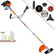 Máquina de Cortar Grama À Gasolina Vulcan VR430S 43cc 1,7HP 10.000rpm Ideal Para Todos os Tipos de Trabalhos Completa Com Lâminas 2 Pontas, 3 Pontas, 6 Pontas, 40 Dentes, 80 Dentes e Carretel de Nylon