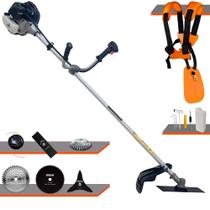 Máquina de Cortar Grama Anmax CG430B À Gasolina 2T 43cc 12.000rpm 1,7HP de Potência Roçadeira 6 Em 1 Com Carretel, Faca 2 Pontas, Faca 3 Pontas, Faca 40 Dentes, Faca 80 Dentes e Escova de Aço
