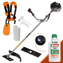 Máquina de Cortar Grama Anmax CG430B À Gasolina 2T 43cc 1,7HP 12.000rpm Roçadeira Profissional de Alta Performance Com Carretel de Nylon e Lâmina 2 Pontas + ÓLEO STIHL 2 TEMPOSml