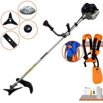 Máquina de Cortar Grama Anmax CG430B À Gasolina 43cc 2T 1,7HP de Potência 12.000rpm Roçadeira Lateral Completa Com Carretel Nylon + Lâmina 2 Pontas + Lâmina 3 Pontas + Escova Circular De Aço 38 Cerdas