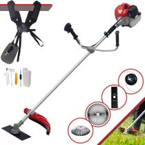 Máquina de Cortar Grama Anmax CG520P À Gasolina 52cc 2T 2,2HP de Potência 10.000rpm Roçadeira Lateral Completa C/ Carretel Nylon + Lâmina 2 Pontas + Lâmina 40 Dentes + Escova Circular De Aço 38 Cerdas