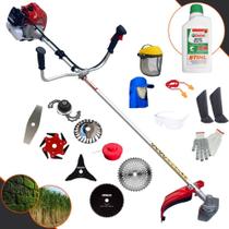 Máquina de Cortar Grama Kawashima BCJ620-L 62cc 3HP Para Todos os Tipos de Trabalhos Com Lâminas 2 Pontas, 3 Pontas, 6 Pontas, 40 Dentes, 80 Dentes, Trimmer, Escova e Carretel + EPI + ÓLEO STIHL 2T