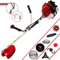 Máquina de Cortar Grama Kawashima KW43L 43cc 1,7HP Ideal Para Todos os Tipos de Trabalhos Completa Com Lâminas 2 Pontas, 3 Pontas, 6 Pontas, 40 Dentes, 80 Dentes, Trimmer, Escova de Aço e Carretel