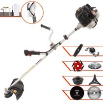 Máquina de Cortar Grama Kawashima KW43LE 43cc 1,7HP Ideal Para Todos os Tipos de Trabalhos Completa Com Lâminas 2 Pontas, 3 Pontas, 6 Pontas, 40 Dentes, 80 Dentes, Trimmer, Escova de Aço e Carretel