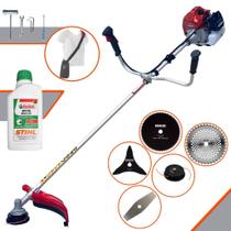 Máquina de Cortar Grama Lateral À Gasolina Kawashima BCJ521-L 52cc 2,5HP 10.000rpm Roçadeira Com 5 Opções de Cortes, Carretel + 4 Lâminas Extras, Ideal Para Todos os Tipos de Trabalho + ÓLEO STIHL 2T