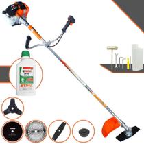 Máquina de Cortar Grama Lateral À Gasolina Vulcan VR430-S 43cc 1,7HP 10.000rpm Roçadeira Com 5 Opções de Cortes, Carretel Nylon + 4 Lâminas Extras, Ideal Para Todos os Tipos de Trabalho + ÓLEO STIHL