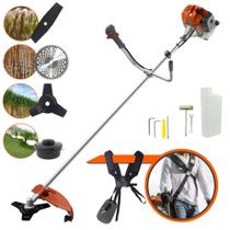 Máquina de Cortar Grama Lateral Tekna RL520AC 52cc Á Gasolina 2T 2HP 9000rpm de Alta Rotação + Extra Lâmina 2 Pontas e Disco de 40 Dentes Para Todos os Tipos de Corte e Acabamento