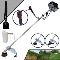 Máquina de Cortar Grama Multifuncional Toyama TBC43-H À Gasolina 43cc 2 Tempos 1,7HP de Potência 12.000rpm Roçadeira de Alta Performance e Potência Completa Com Cabeçote de Nylon + Lâmina 3 Pontas