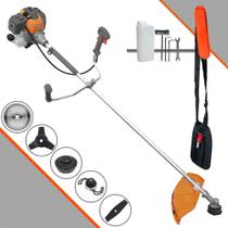 Máquina de Cortar Grama Profissional À Gasolina Tekna RL520P 2 Tempos 52cc 2HP 10.000rpm Roçadeira Completa Multifunções Com 5 Opções de Cortes