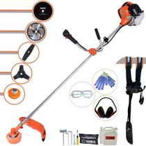 Máquina de Cortar Grama Robusta À Gasolina Terra GR520XP Motor 2T 52cc 2,5HP de Potência Roçadeira Profissional Com Lâminas 2 Pontas, 3 Pontas, 40 Dentes de Vídea, 80 Dentes e Carretel de Nylon + EPI