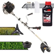 Máquina de Cortar Grama Roçadeira Lateral Kawashima KW52LE À Gasolina 52cc 2,5HP Motor 2T Alta Rotação Profissional Completa Com Lâmina 3 Pontas e Carretel de Nylon + Óleo Toyama 2T