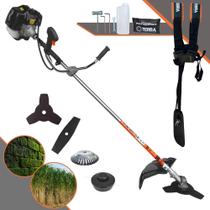 Máquina de Cortar Grama Terra GRH430 À Gasolina 43cc Motor 2T 1,7HP 6.500rpm Roçadeira Lateral Completa Com Carretel de Nylon + Lâmina 2 Pontas + Lâmina 3 Pontas + Escova Circular De Aço 38 Cerdas