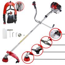 Máquina de Cortar Grama Toyama RT43-L À Gasolina 43cc Motor 2T 1,7HP de Potência 10.000rpm Roçadeira Lateral Completa Com Carretel de Nylon + Lâmina 2 Pontas + Lâmina 3 Pontas + Lâmina Circular Vídea