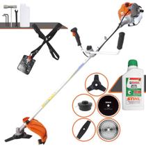 Máquina de Cortar Grama Vulcan VR430P 43cc 1,7HP Roçadeira 5 Em 1 Com Guidão Anti-Vibração Carretel de Nylon + Lâmina 2 Pontas + Lâmina 3 Pontas + Lâmina 40 Dentes + Lâmina 80 Dentes + ÓLEO STIHL 2T