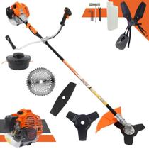 Máquina de Cortar Grama Vulcan VR520-H À Gasolina 52cc Motor 2T 2,5HP de Potência 10.000rpm Roçadeira Lateral Completa Com Carretel de Nylon + Lâmina 2 Pontas + Lâmina 3 Pontas + Lâmina Circular Vídea