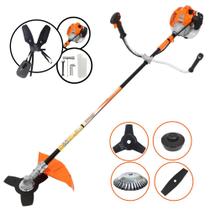 Máquina de Cortar Grama Vulcan VR520H À Gasolina 52cc Motor 2T 2,5HP 10.000rpm Roçadeira Lateral Completa Com Carretel de Nylon + Lâmina 2 Pontas + Lâmina 3 Pontas + Escova Circular De Aço 38 Cerdas