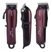 Máquina de Corte Cabelo Barba Profissional Sem Fio Kemei KM-2600
