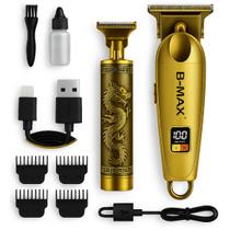 Máquina de Corte de Cabelo com Pentes Ajustáveis com Aparador de Pelos Dragão Nariz e Barba Recarregável - BMAX