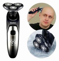 Máquina de Corte KM 1524 Profissional Bivolt Aparador Recarregável Para Barba e Cabelo Lâmina Inox