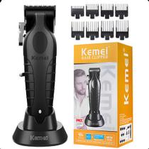 Máquina De Corte Profissional + Base de Carregamento Kemei Km2296 2500mAh Sem fio Máquina De Corte Profissional + Base de Carregamento Kemei Km2296 2500mAh Sem fio
