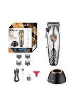 Máquina de Corte Profissional Kemei KM 2230 7500RPM com Base Carregadora Display LCD Sem Fio Bivolt Prata