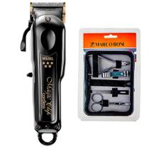 Máquina de Corte Profissional Sem Fio Wahl Magic Clip Cordless Black com 8 pentes Bivolt + Brinde Mini Estojo Manicure Marco Boni