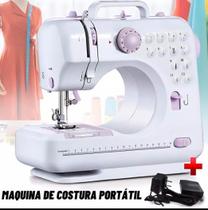 Máquina de Costura Multifuncional Portátil Branca Kit de Costura e Agulha