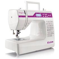 Máquina de Costura Portátil Elgin Premium JX-10000 Bivolt Branca e Rosa