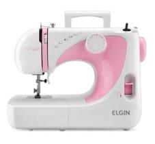 Máquina De Costura Reta Elgin Futura Jx-2040 Portátil Branca E Rosa