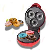 Máquina De Donuts 220V Mini Faz 3 Rosquinhas Confeitaria Waffle Cor Vermelho