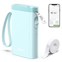 Máquina de etiquetas Nelko P21 Bluetooth sem fio ciano com fita Máquina de etiquetas Nelko P21 Bluetooth sem fio ciano com fita