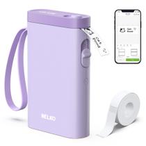 Máquina de fazer etiquetas Nelko com fita, impressora de etiquetas Bluetooth P21, mini etiquetadoras sem fio com vários modelos para organizar o escritório e a casa, roxa