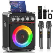 Máquina de karaokê, alto-falante portátil HWWR, 2, microfone sem fio, PA