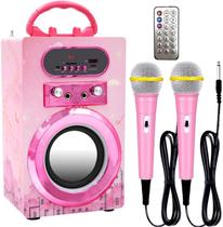 Máquina de karaokê Bluetooth com 2 microfones (rosa) - Kidsonor
