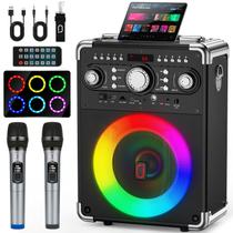 Máquina de karaokê HWWR com 2 microfones sem fio 500W