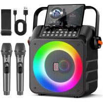 Máquina de Karaokê HWWR com 2 Microfones Sem Fio Bluetooth Máquina de Karaokê HWWR com 2 Microfones Sem Fio Bluetooth