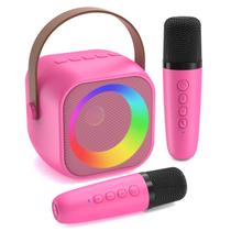 Máquina de Karaoke Jeefu para Niños con 2 Micrófonos y Luces LED Rosa Máquina de Karaoke Jeefu para Niños con 2 Micrófonos y Luces LED Rosa
