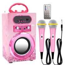 Máquina de karaokê Kidsonor Kids Bluetooth com 2 microfones rosa Máquina de karaokê Kidsonor Kids Bluetooth com 2 microfones rosa