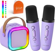 Máquina de karaokê Kinglucky Mini para crianças com 2 microfones sem fio