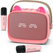 Máquina de karaokê Okaloka Mini MP3 Player 2, microfone sem fio, rosa