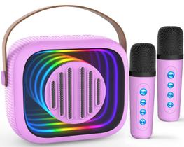 Máquina de karaokê OkeyFunz Portable Mini com 2 microfones sem fio Máquina de karaokê OkeyFunz Portable Mini com 2 microfones sem fio