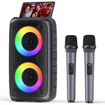 Máquina de karaokê Peski, alto-falante Bluetooth portátil, 2 microfones