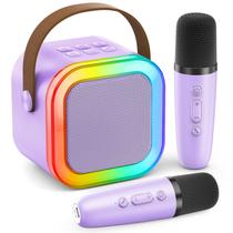 Máquina de Karaokê Portátil Bluetooth Peski com 2 Microfones - Roxa Máquina de Karaokê Portátil Bluetooth Peski com 2 Microfones - Roxa
