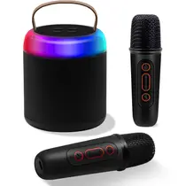 Máquina de karaokê portátil Bupto com 2 microfones sem fio Máquina de karaokê portátil Bupto com 2 microfones sem fio