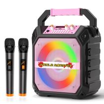Máquina de karaokê portátil JUNGLE MONSTER com 2 microfones sem fio rosa Máquina de karaokê portátil JUNGLE MONSTER com 2 microfones sem fio rosa