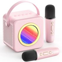 Máquina de Karaokê XWIT Mini Portátil com 2 Microfones Sem Fio - Rosa Máquina de Karaokê XWIT Mini Portátil com 2 Microfones Sem Fio - Rosa