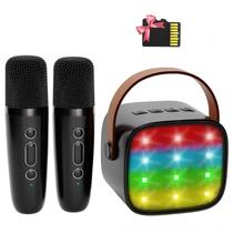 Máquina de karaokê YLL Mini com 2 microfones sem fio preta Máquina de karaokê YLL Mini com 2 microfones sem fio preta