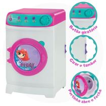 Máquina de lavar brinquedo portinha e botão gira de verdade - Magic Toys